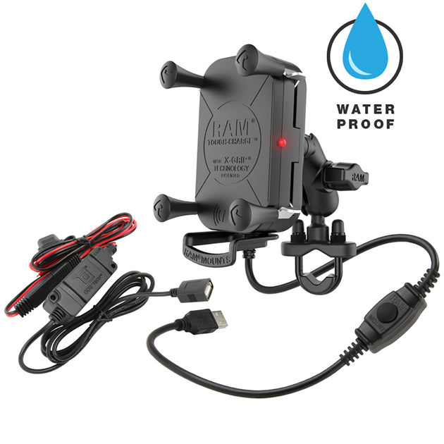 RAM Mount Tough-Charge Waterproof Wireless Charging Motorcycle Mount [RAM-B-149Z-A-UN12W-V7M] - Premium Motorcycle Mounts from RAM Mounting Systems - Just $153.99! Shop now at Brushy Creek Marine