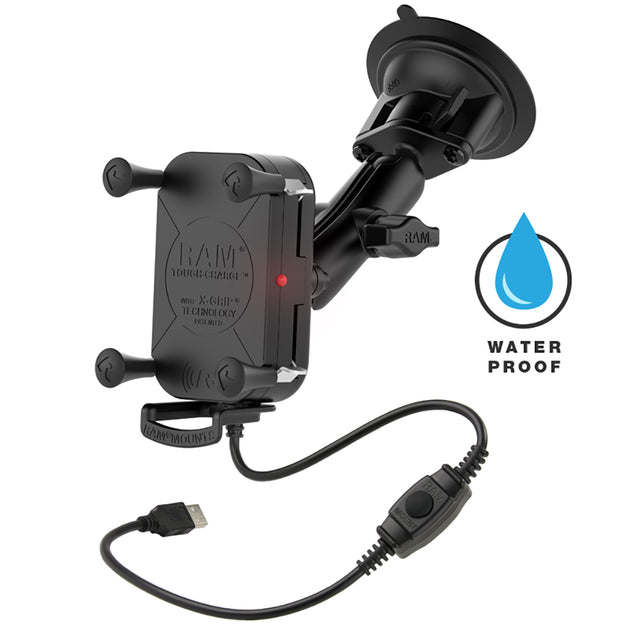 RAM Mount Tough-Charge Waterproof Wireless Charging Suction Cup Mount [RAM-B-166-UN12W] - Premium Suction Cup Mounts from RAM Mounting Systems - Just $131.99! Shop now at Brushy Creek Marine