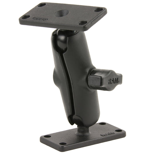RAM Mount Double Ball Mount w/Two 1.5" x 3" Plates [RAM-B-102U-153] - Premium Surface Mount from RAM Mounting Systems - Just $41.49! Shop now at Brushy Creek Marine