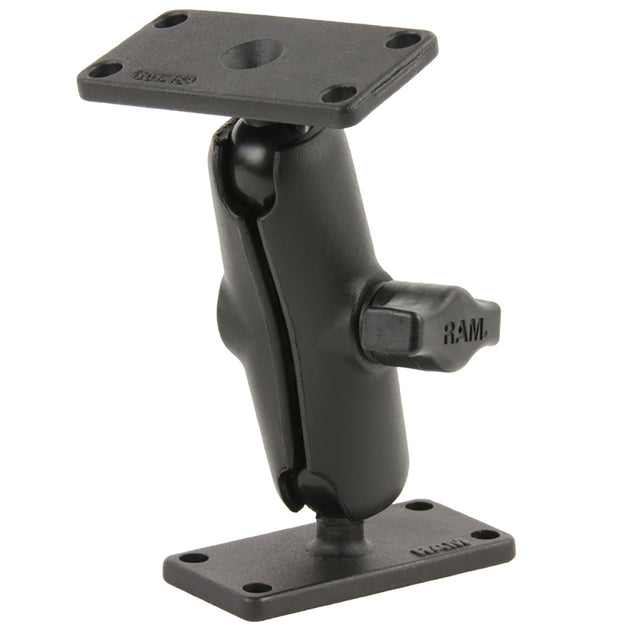 RAM Mount Double Ball Mount w/Two 1.5" x 3" Plates [RAM-B-102U-153] - Premium Surface Mount from RAM Mounting Systems - Just $41.49! Shop now at Brushy Creek Marine