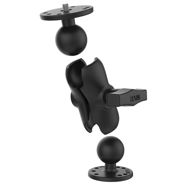 RAM Mount RAM Double Ball Mount w/1/4"-20 Male Thread - Short Arm [RAM-101AU-B] - Premium Surface Mount from RAM Mounting Systems - Just $59.99! Shop now at Brushy Creek Marine