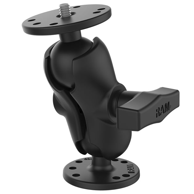 RAM Mount RAM Double Ball Mount w/1/4"-20 Male Thread - Short Arm [RAM-101AU-B] - Premium Surface Mount from RAM Mounting Systems - Just $59.99! Shop now at Brushy Creek Marine