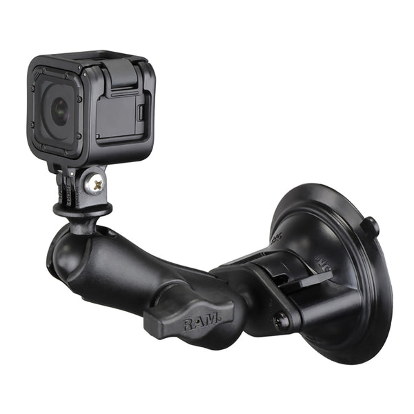 RAM Mount RAM Twist-Lock Suction Cup Mount w/Universal Action Camera Adapter [RAM-B-166-GOP1U] - Premium Camera Mounts from RAM Mounting Systems - Just $46.49! Shop now at Brushy Creek Marine