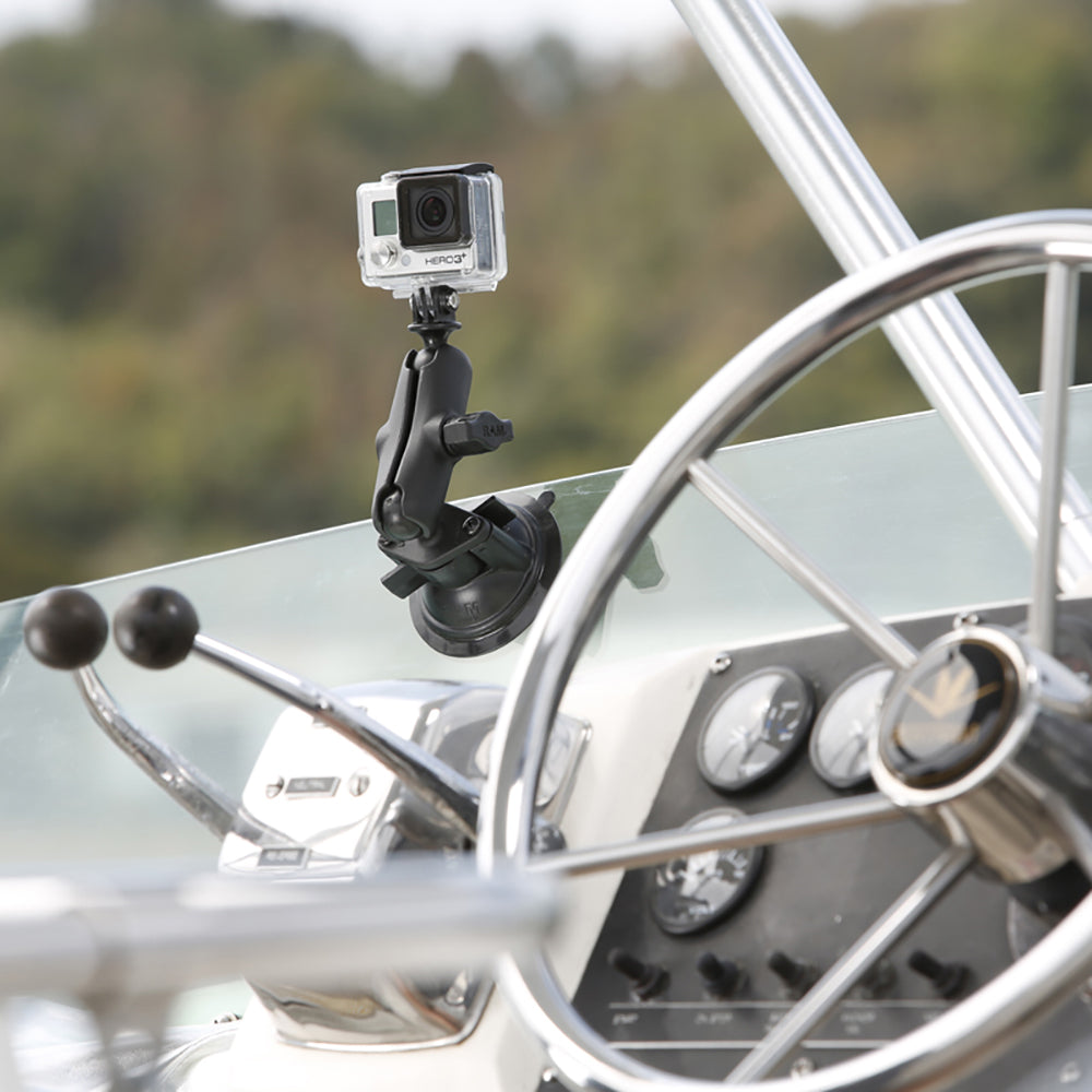 RAM Mount RAM Twist-Lock Suction Cup Mount w/Universal Action Camera Adapter [RAM-B-166-GOP1U] - Premium Camera Mounts from RAM Mounting Systems - Just $44.99! Shop now at Brushy Creek Marine