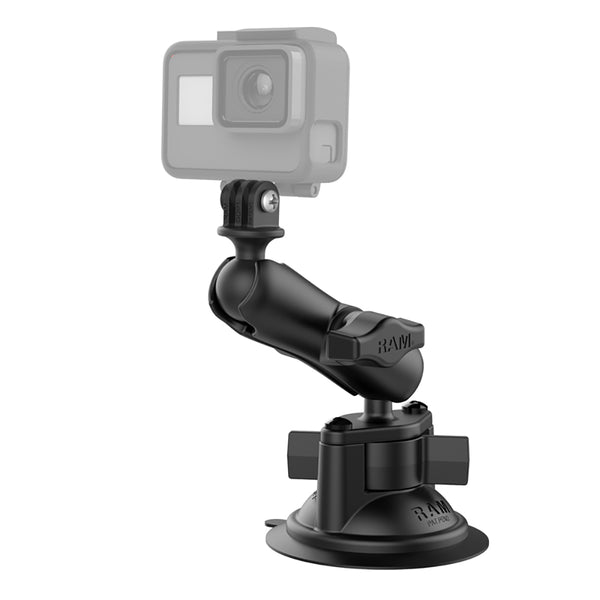 RAM Mount RAM Twist-Lock Suction Cup Mount w/Universal Action Camera Adapter [RAM-B-166-GOP1U] - Premium Camera Mounts from RAM Mounting Systems - Just $46.49! Shop now at Brushy Creek Marine
