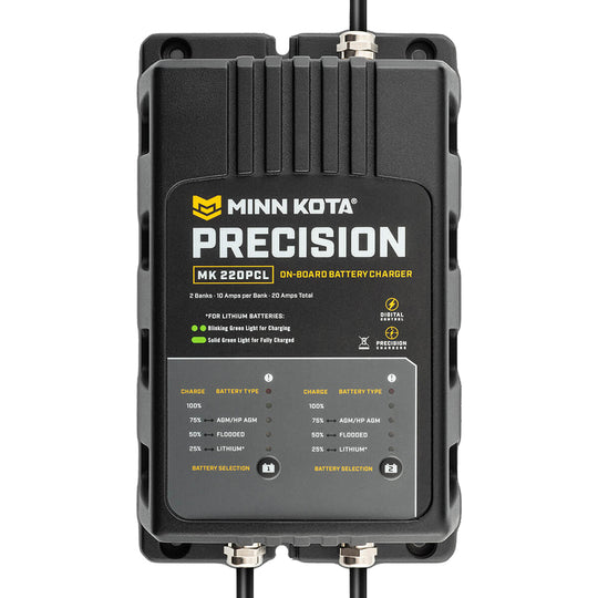Minn Kota On-Board Precision Charger MK-220 PCL 2 Bank x 10 AMP LI Optimized Charger [1832201] - Premium Battery Chargers from Minn Kota - Just $319.99! Shop now at Brushy Creek Marine