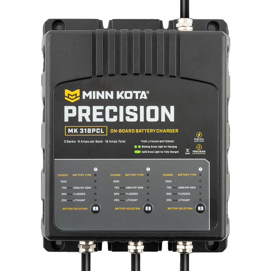 Minn Kota On-Board Precision Charger MK-318 PCL 3 Bank x 6 AMP LI Optimized Charger [1833181] - Premium Battery Chargers from Minn Kota - Just $299.99! Shop now at Brushy Creek Marine