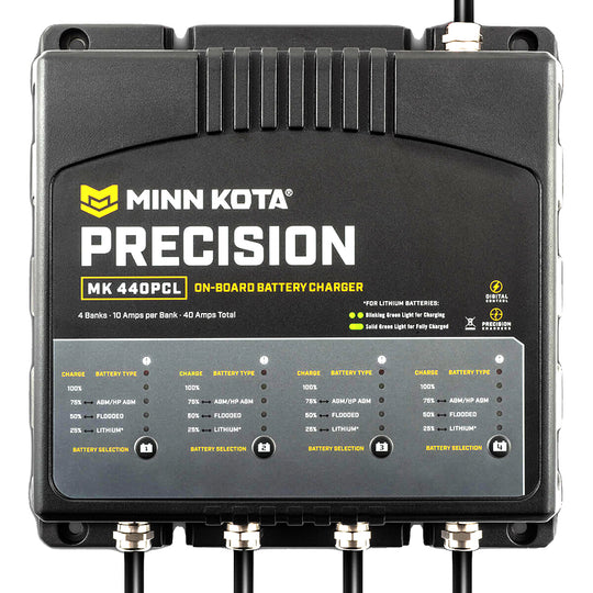 Minn Kota On-Board Precision Charger MK-440 PCL 4 Bank x 10 AMP LI Optimized Charger [1834401] - Premium Battery Chargers from Minn Kota - Just $529.99! Shop now at Brushy Creek Marine