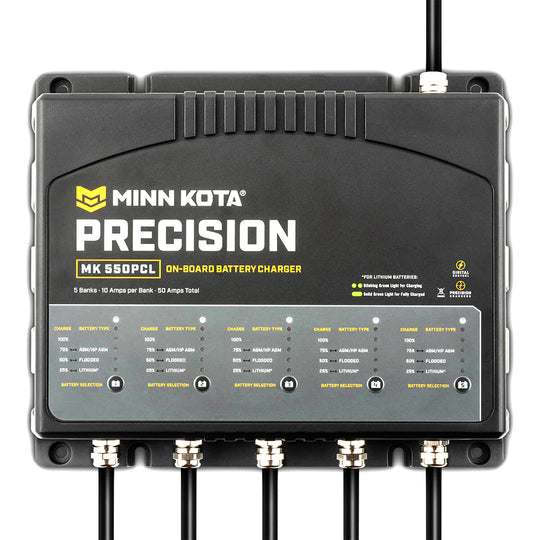 Minn Kota On-Board Precision Charger MK-550 PCL 5 Bank x 10 AMP LI Optimized Charger [1835500] - Premium Battery Chargers from Minn Kota - Just $699.99! Shop now at Brushy Creek Marine