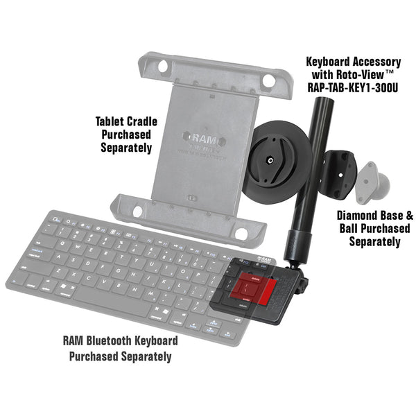 RAM Mount RAM Keyboard Accessory f/Tablets w/RAM Roto-View [RAP-TAB-KB1-300U] - Premium Tablet Mounts from RAM Mounting Systems - Just $71.49! Shop now at Brushy Creek Marine