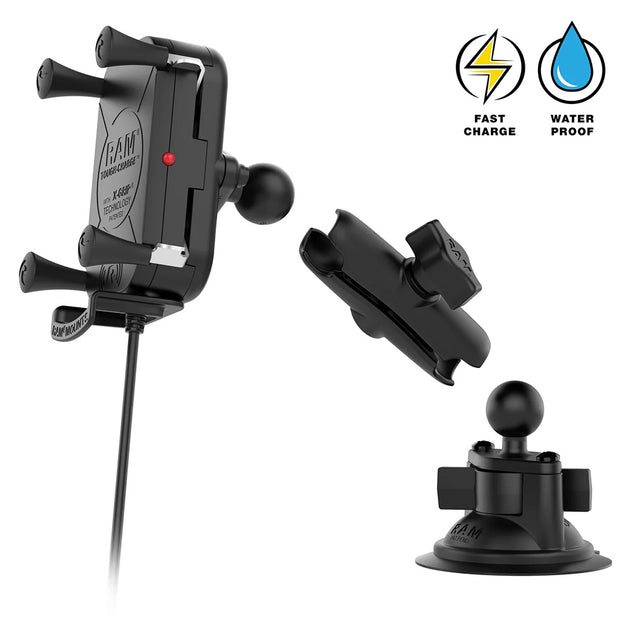 RAM Mount RAM Tough-Charge 15W Wireless Charging Suction Cup Mount [RAM-B-166-UN12W-1] - Premium Cell Phone Mounts from RAM Mounting Systems - Just $207.99! Shop now at Brushy Creek Marine