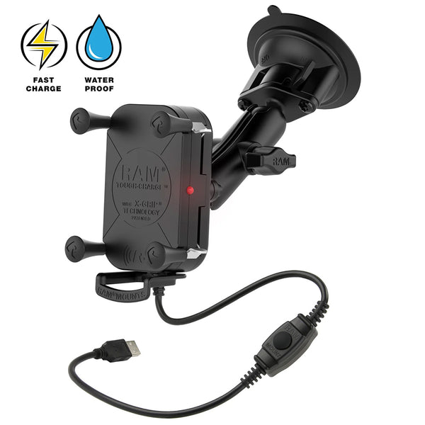 RAM Mount RAM Tough-Charge 15W Wireless Charging Suction Cup Mount [RAM-B-166-UN12W-1] - Premium Cell Phone Mounts from RAM Mounting Systems - Just $200.49! Shop now at Brushy Creek Marine