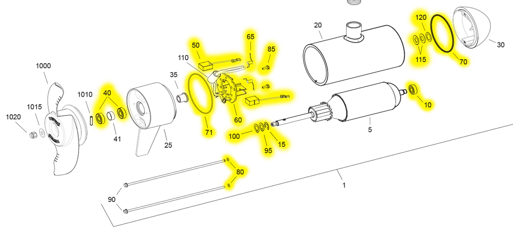 Minn Kota Lower Unit Rebuild Kit 4.5" (112#) - Premium Trolling Motor Parts from Minn Kota - Just $47! Shop now at Brushy Creek Marine